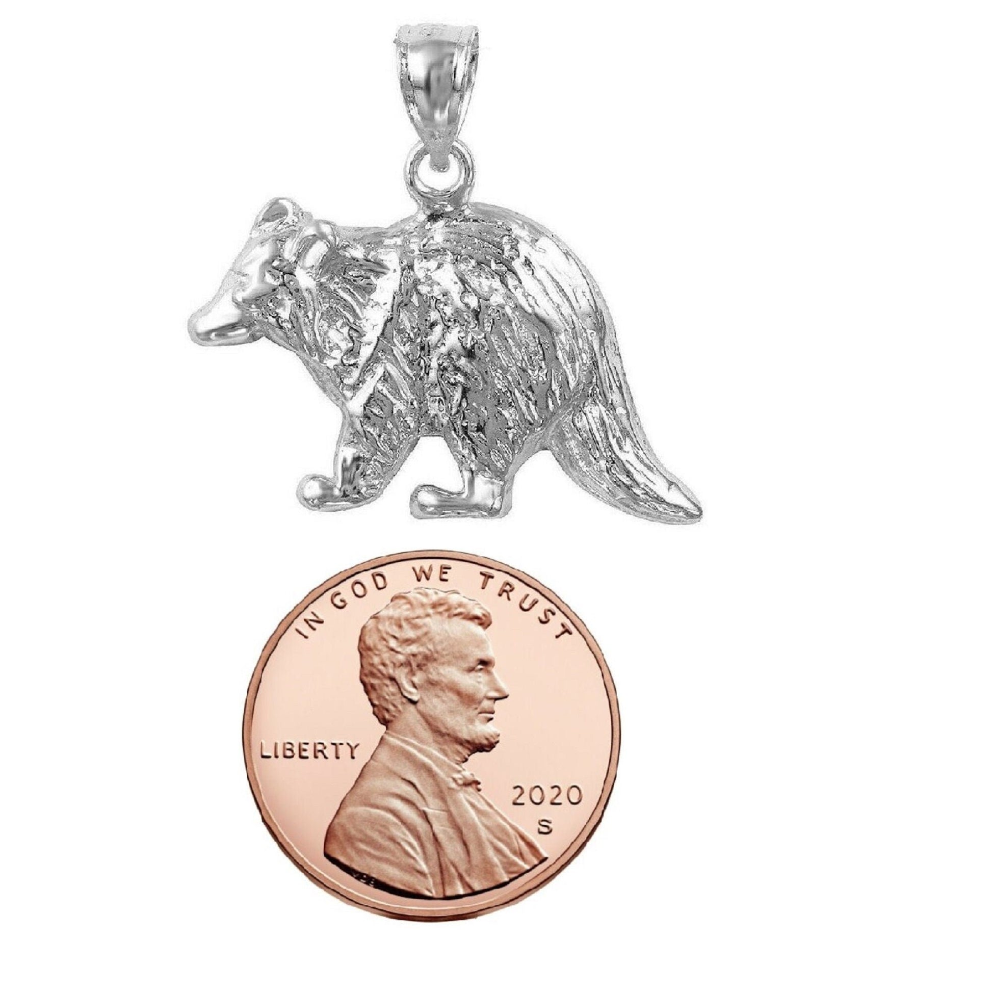 925 Sterling Silver Necklace w/ RACCOON Pendant Charm