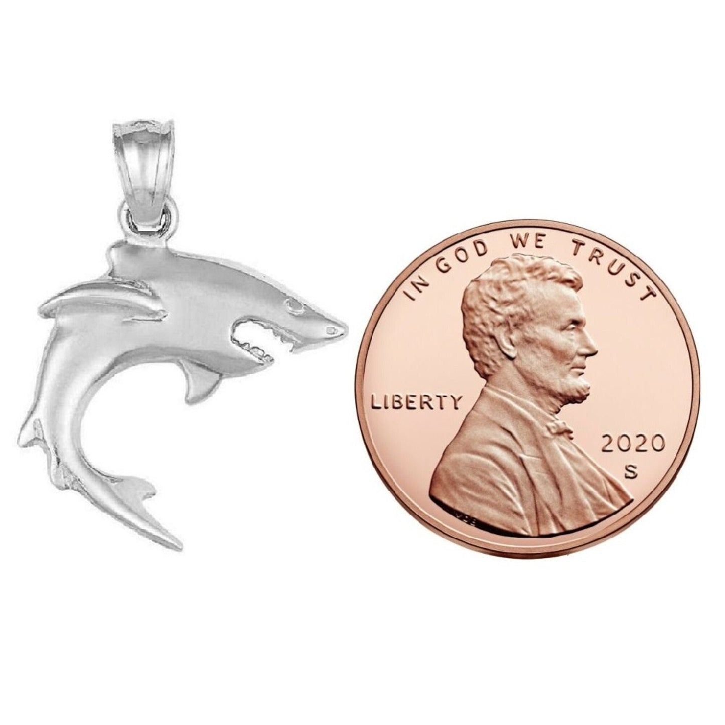925 Sterling Silver Necklace w/ Shark Pendant Charm