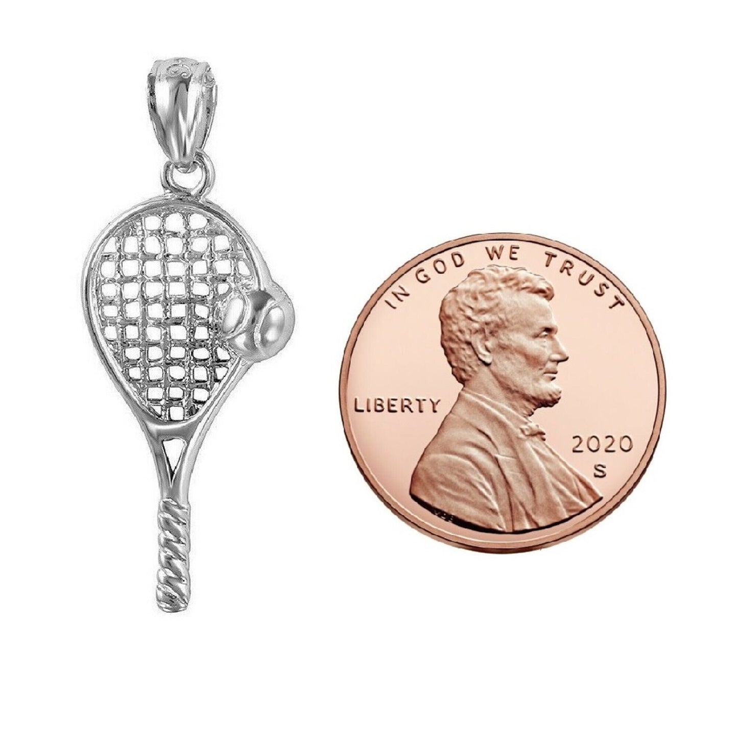 925 Sterling Silver Necklace w/ Tennis Racket & Ball Charm