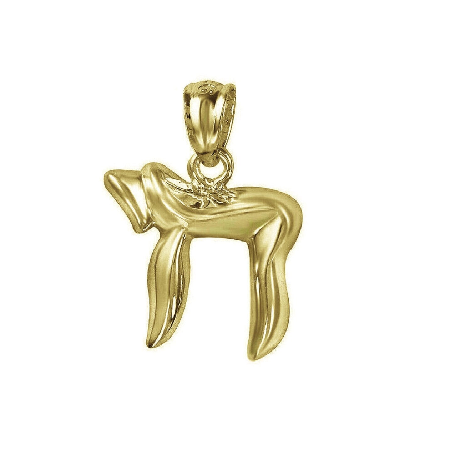 925 Sterling Silver Yellow Gold Plated 1mm Cable Chain Necklace w/ Chai Symbol Pendant Charm