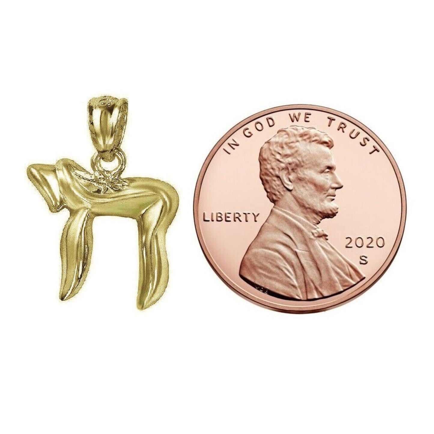 925 Sterling Silver Yellow Gold Plated 1mm Cable Chain Necklace w/ Chai Symbol Pendant Charm