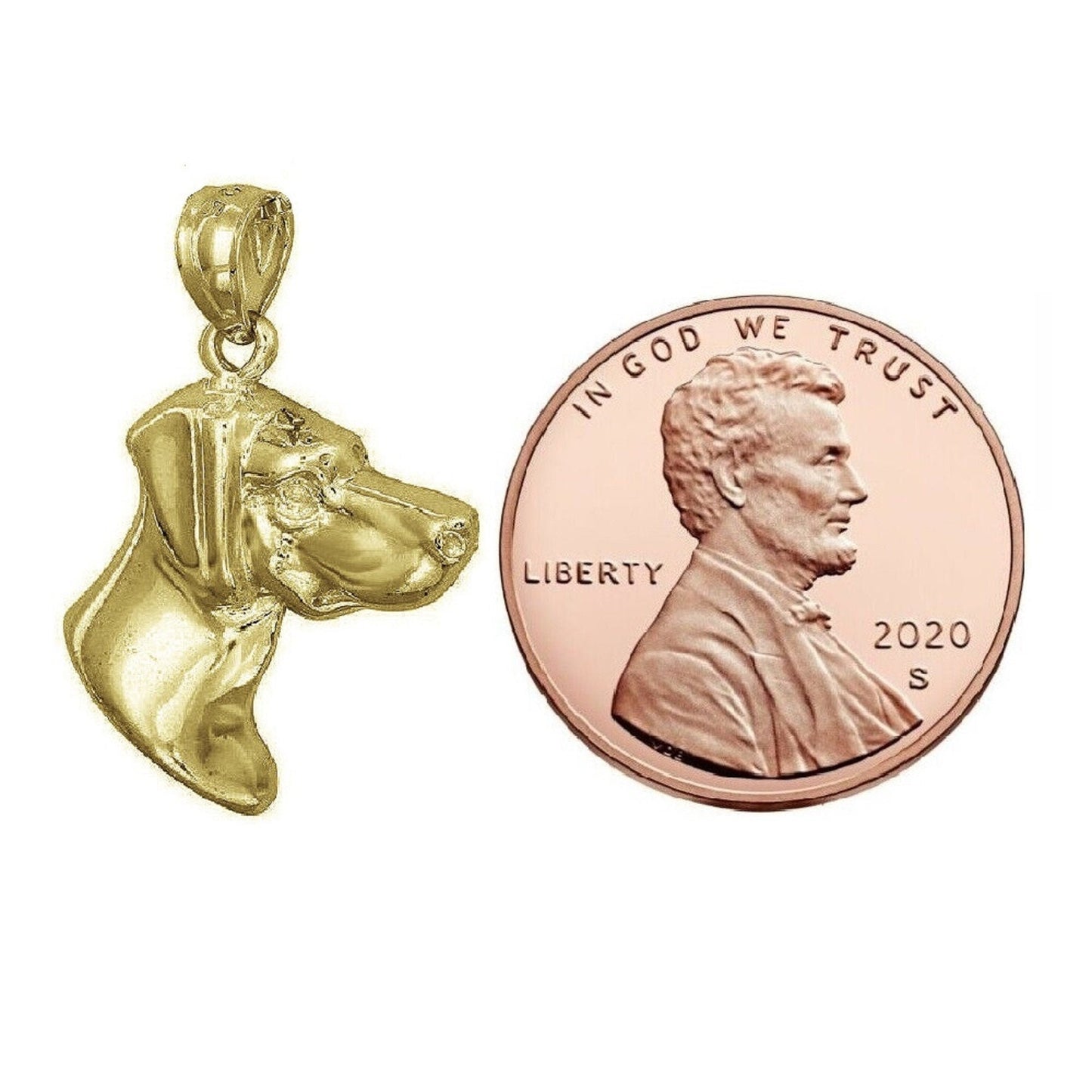 925 Sterling Silver Yellow Gold Plated 1mm Cable Chain Necklace w/ Dachshund Dog Head Pendant Charm