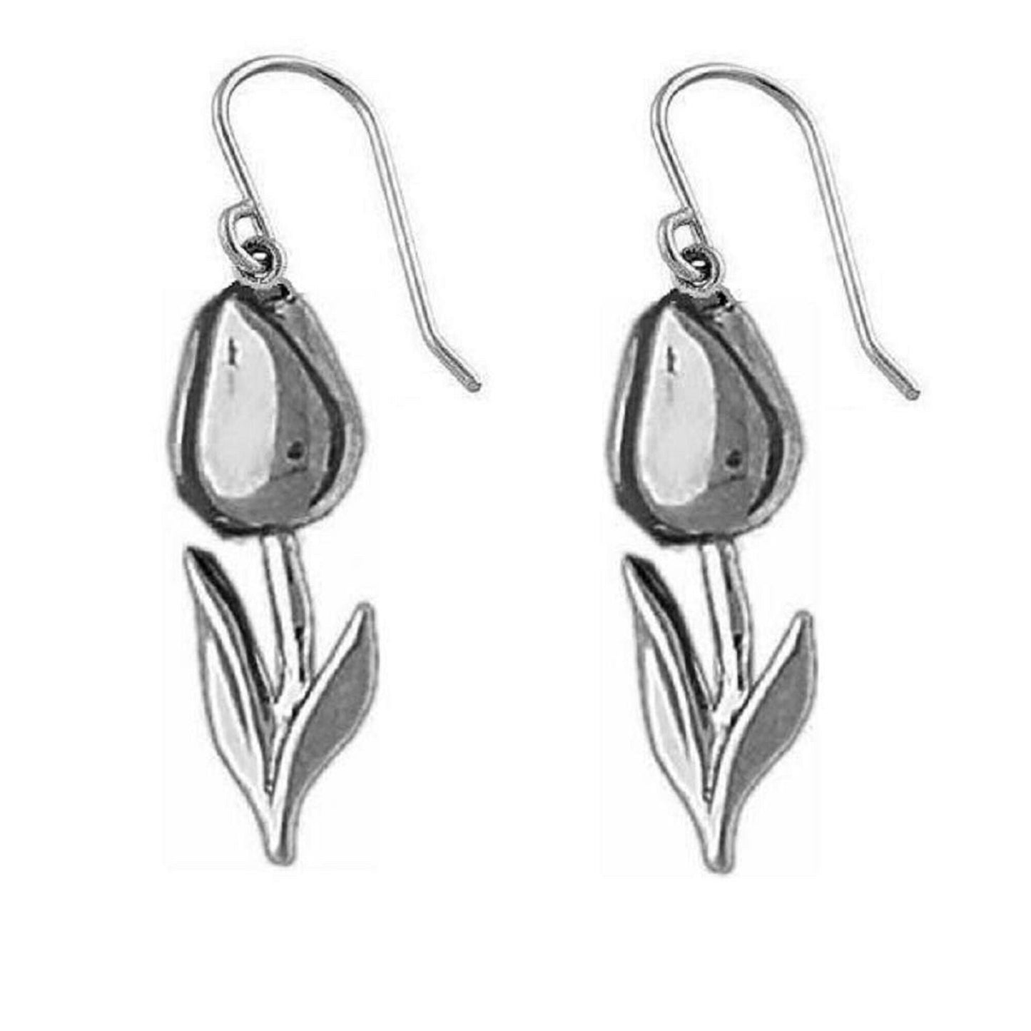 Sterling Silver Tulip Flower Dangle Earrings