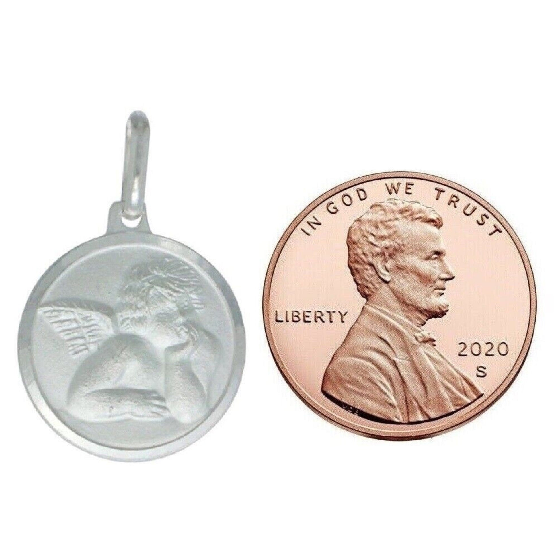 925 Sterling Silver Necklace w/ Guardian Angel Pendant Charm