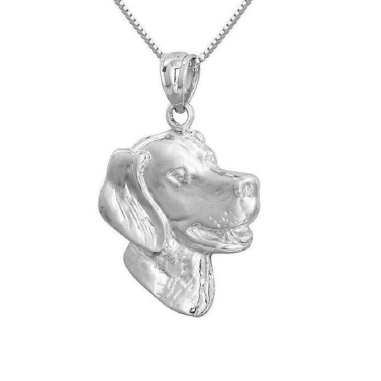 925 Sterling Silver Necklace w/ Labrador Dog Head Pendant Charm