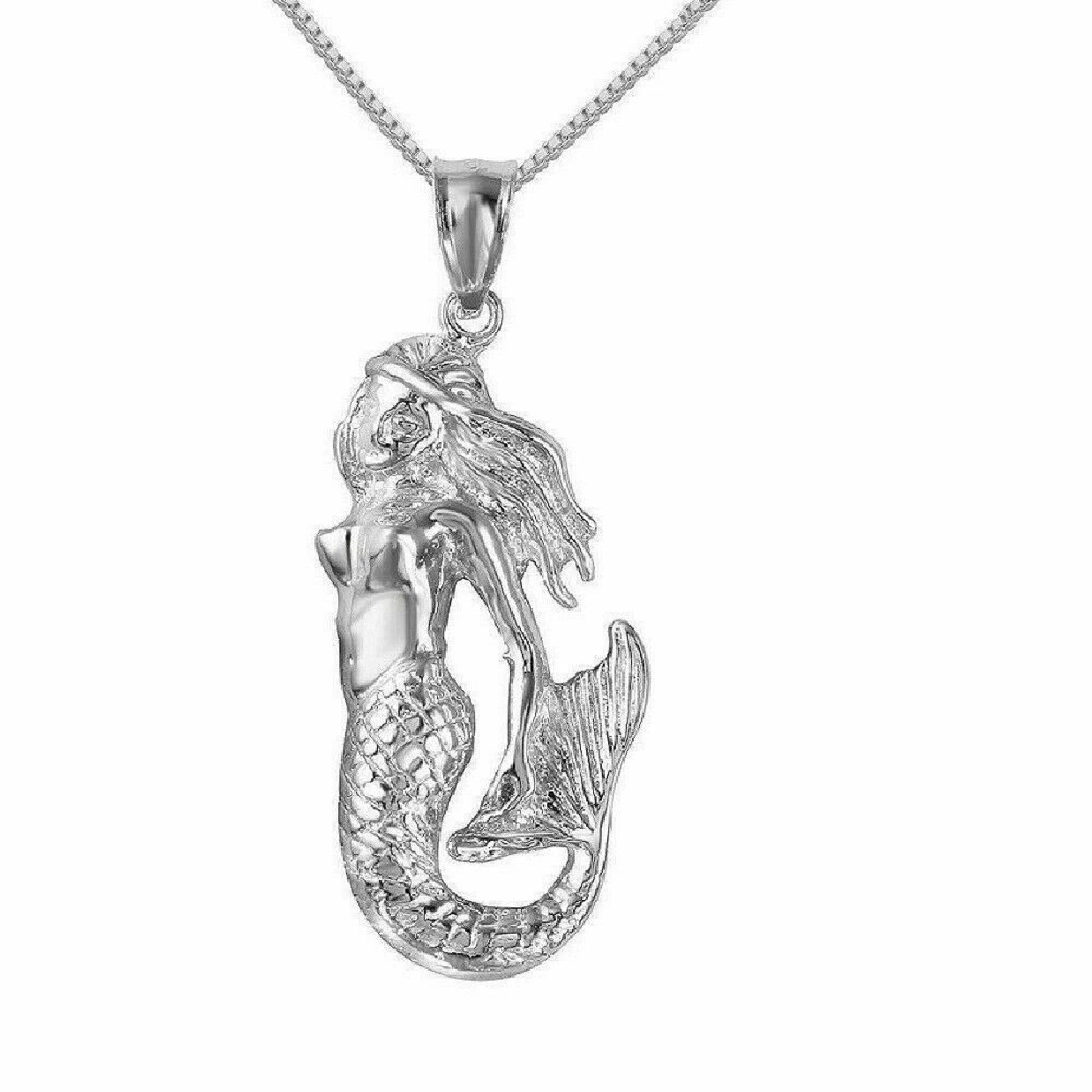 925 Sterling Silver Necklace w/ Mermaid Pendant Charm