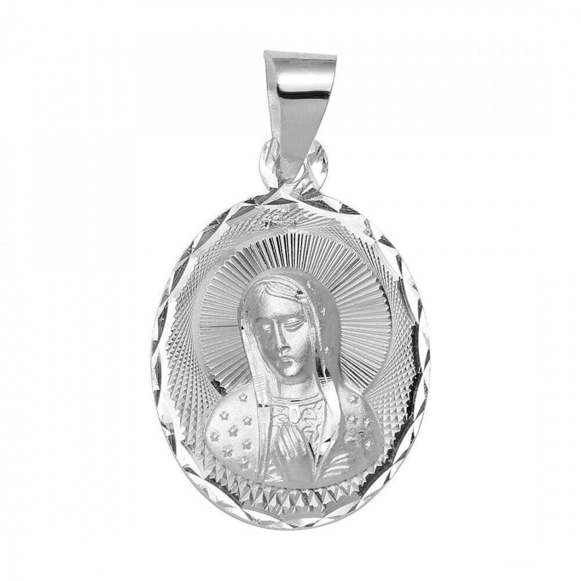 925 Sterling Silver Necklace w/ Mother Mary Pendant Charm