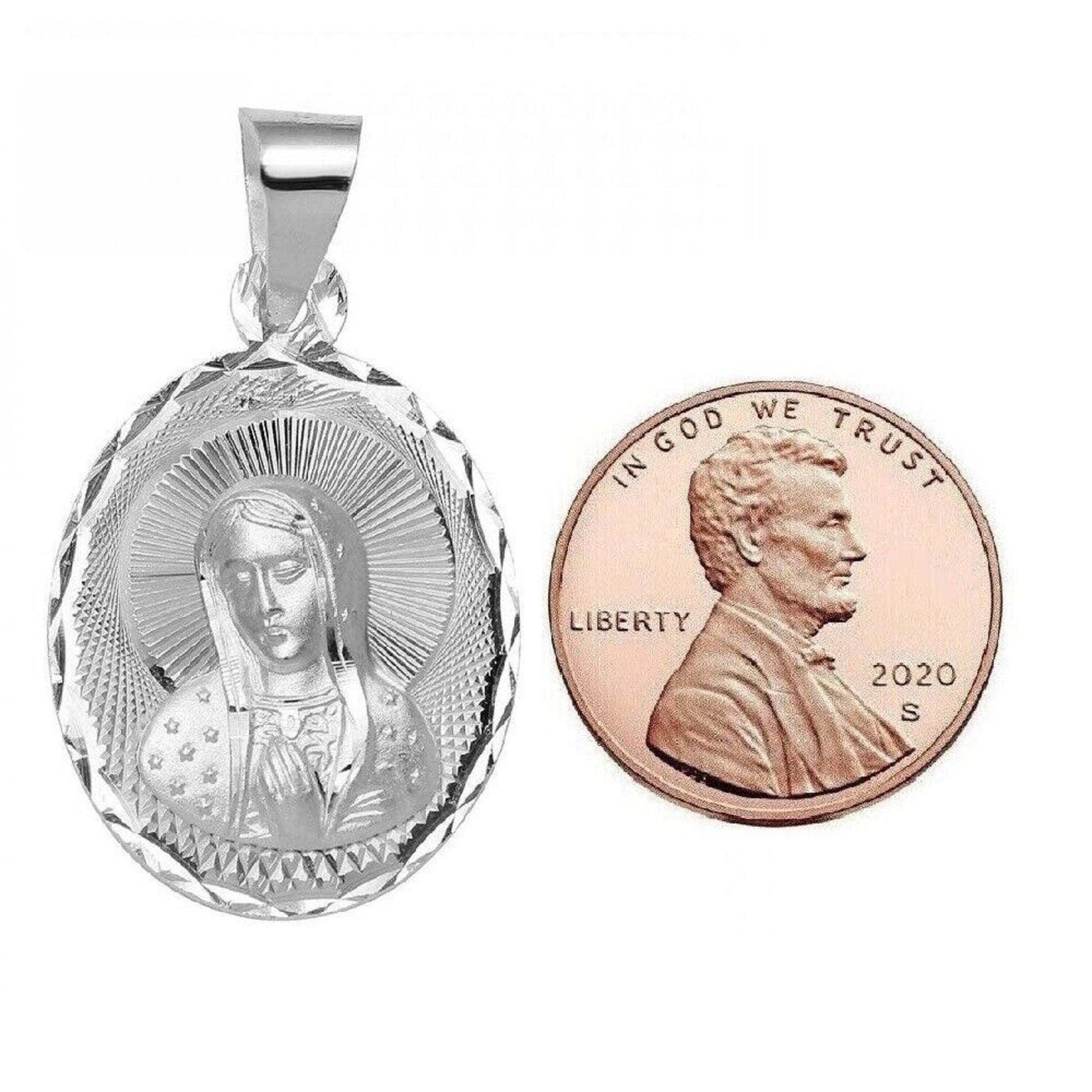 925 Sterling Silver Necklace w/ Mother Mary Pendant Charm