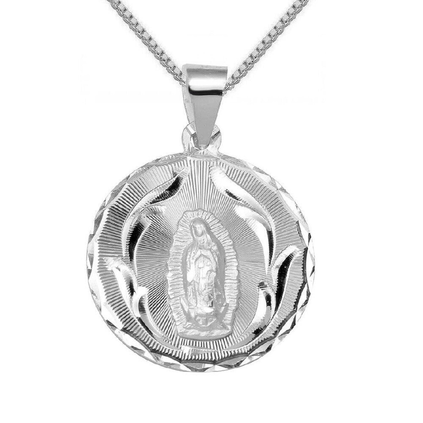 925 Sterling Silver Necklace w/ Our Lady of Guadalupe Pendant
