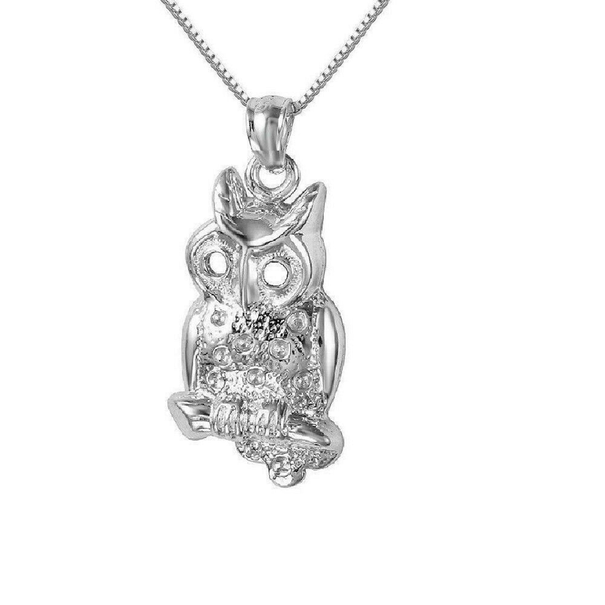 925 Sterling Silver Necklace w/ Owl Pendant Charm