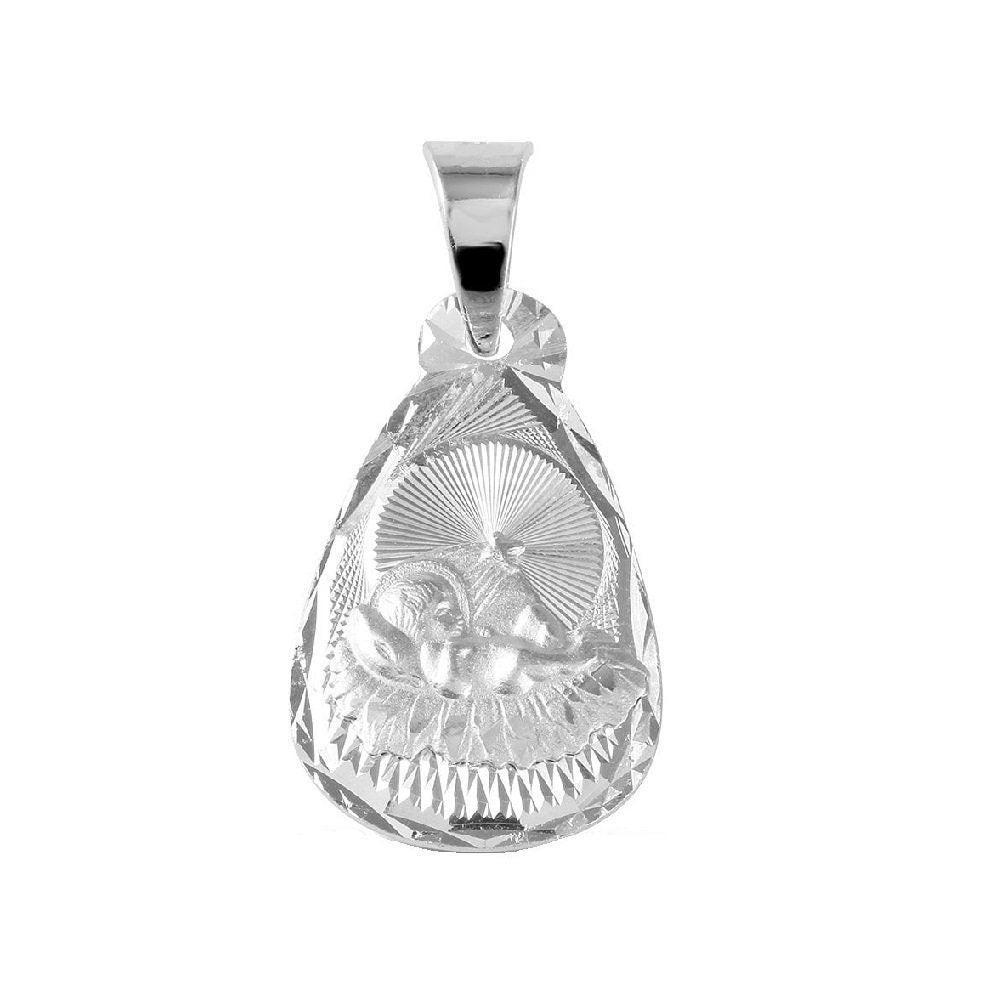 925 Sterling Silver Necklace w/ Teardrop Shape Baptism Pendant Charm