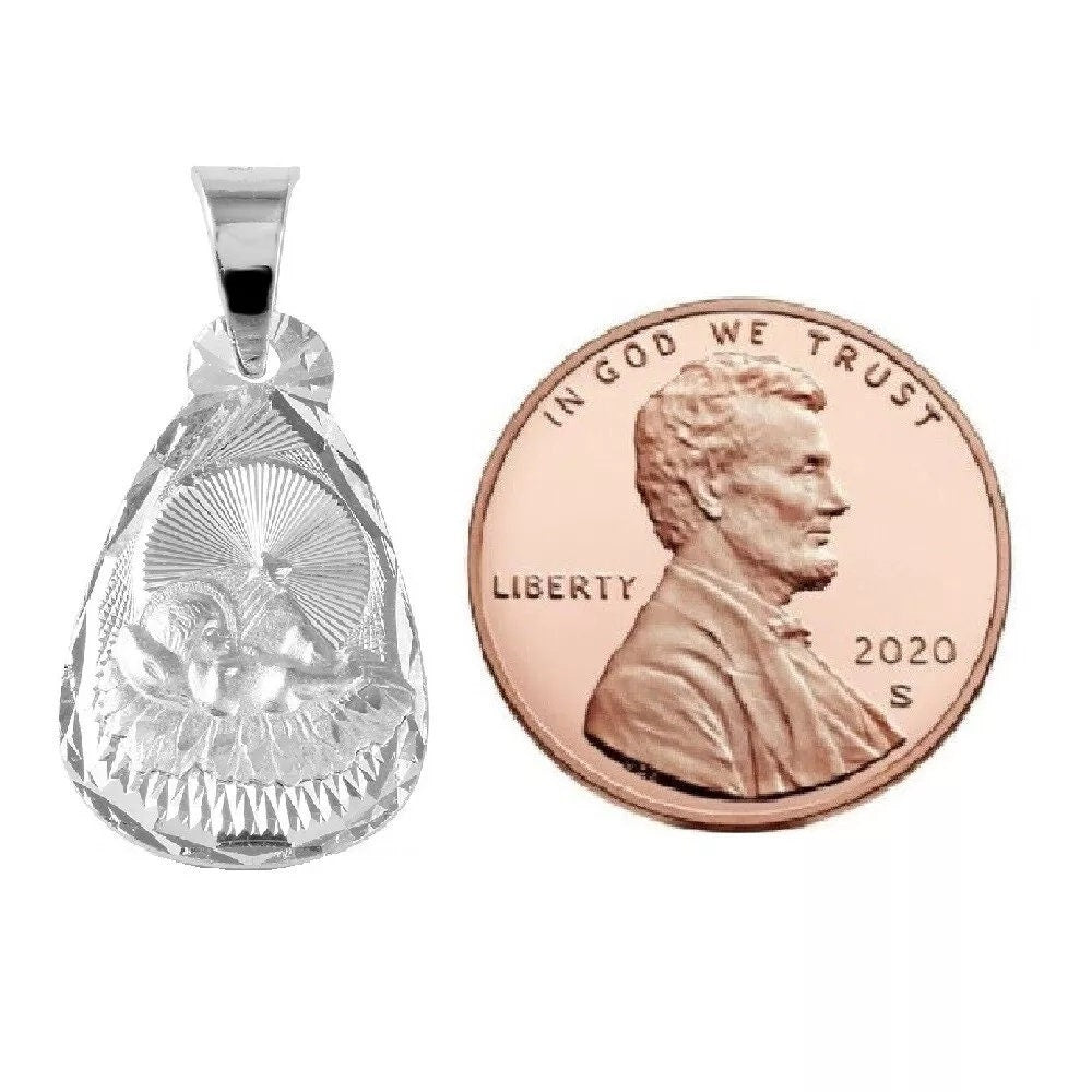 925 Sterling Silver Necklace w/ Teardrop Shape Baptism Pendant Charm