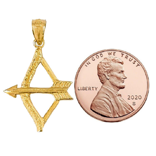 14K Yellow Gold BOW and ARROW Pendant