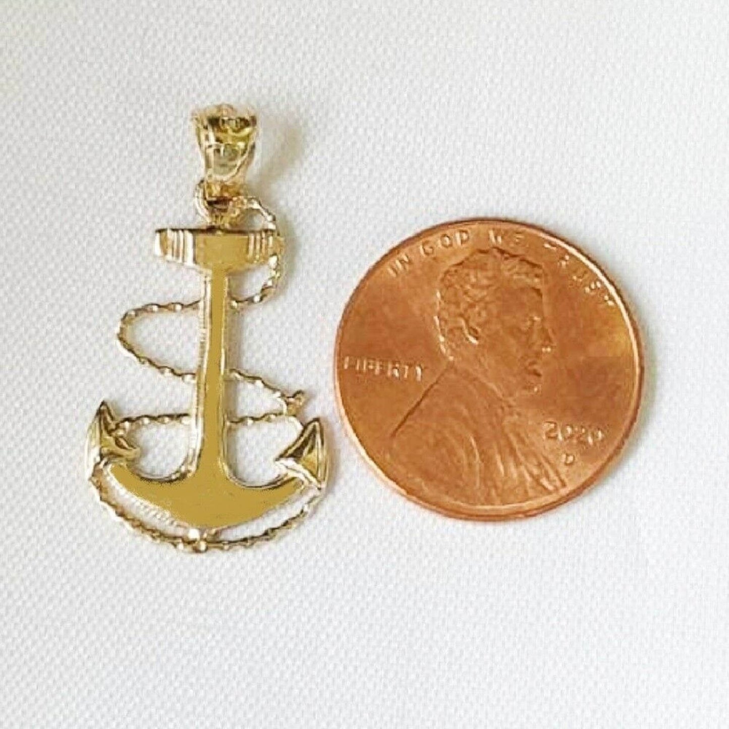 14K Yellow Gold Anchor Pendant