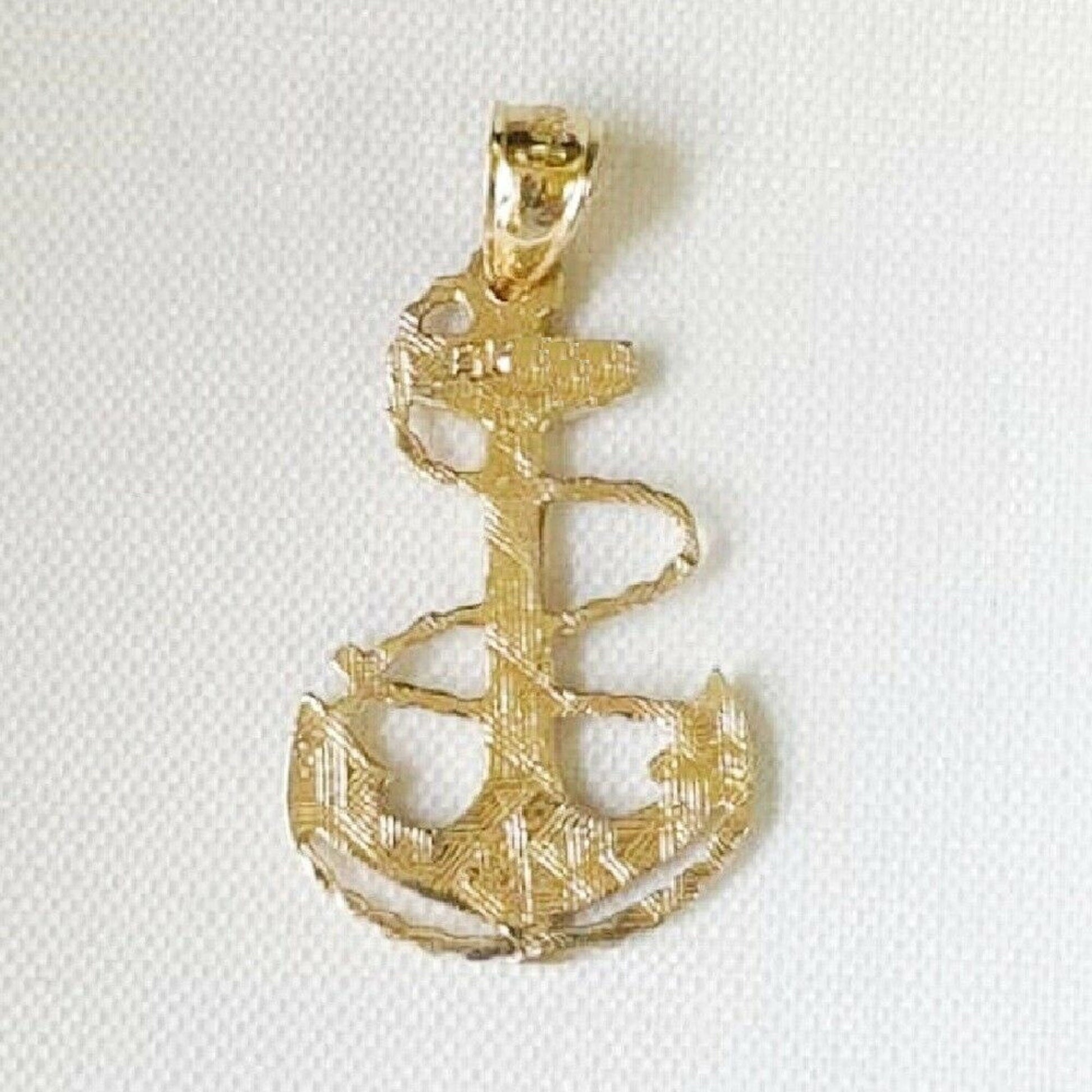 14K Yellow Gold Anchor Pendant