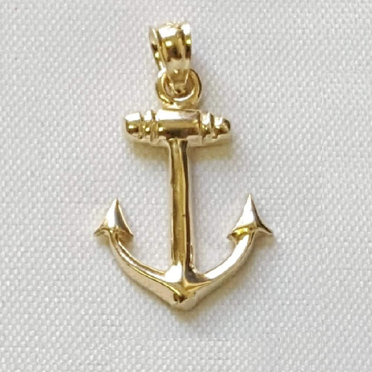14K Yellow Gold Anchor Pendant