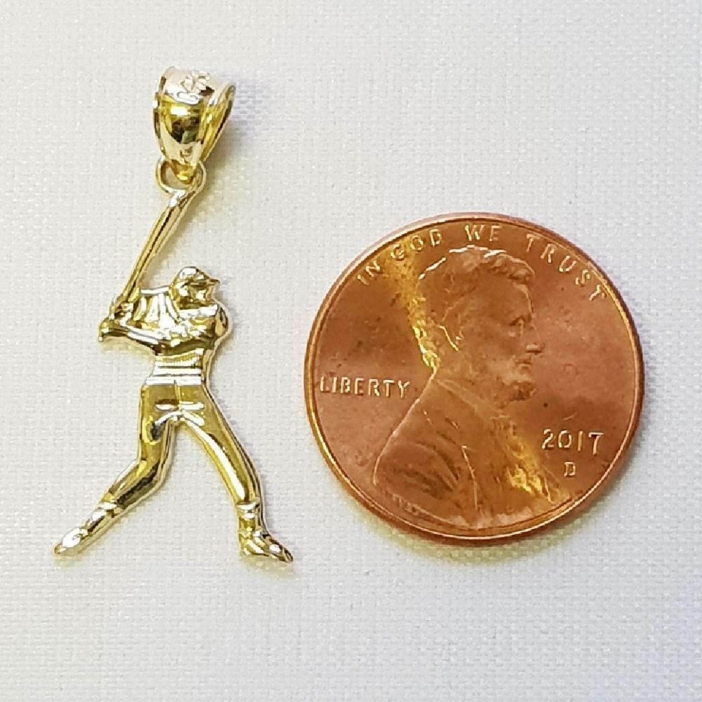 14K Yellow Gold Baseball Player Pendant