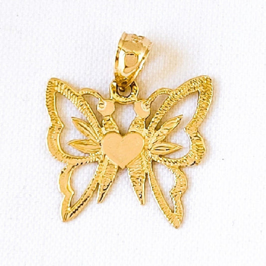 14K Yellow Gold Butterfly Pendant