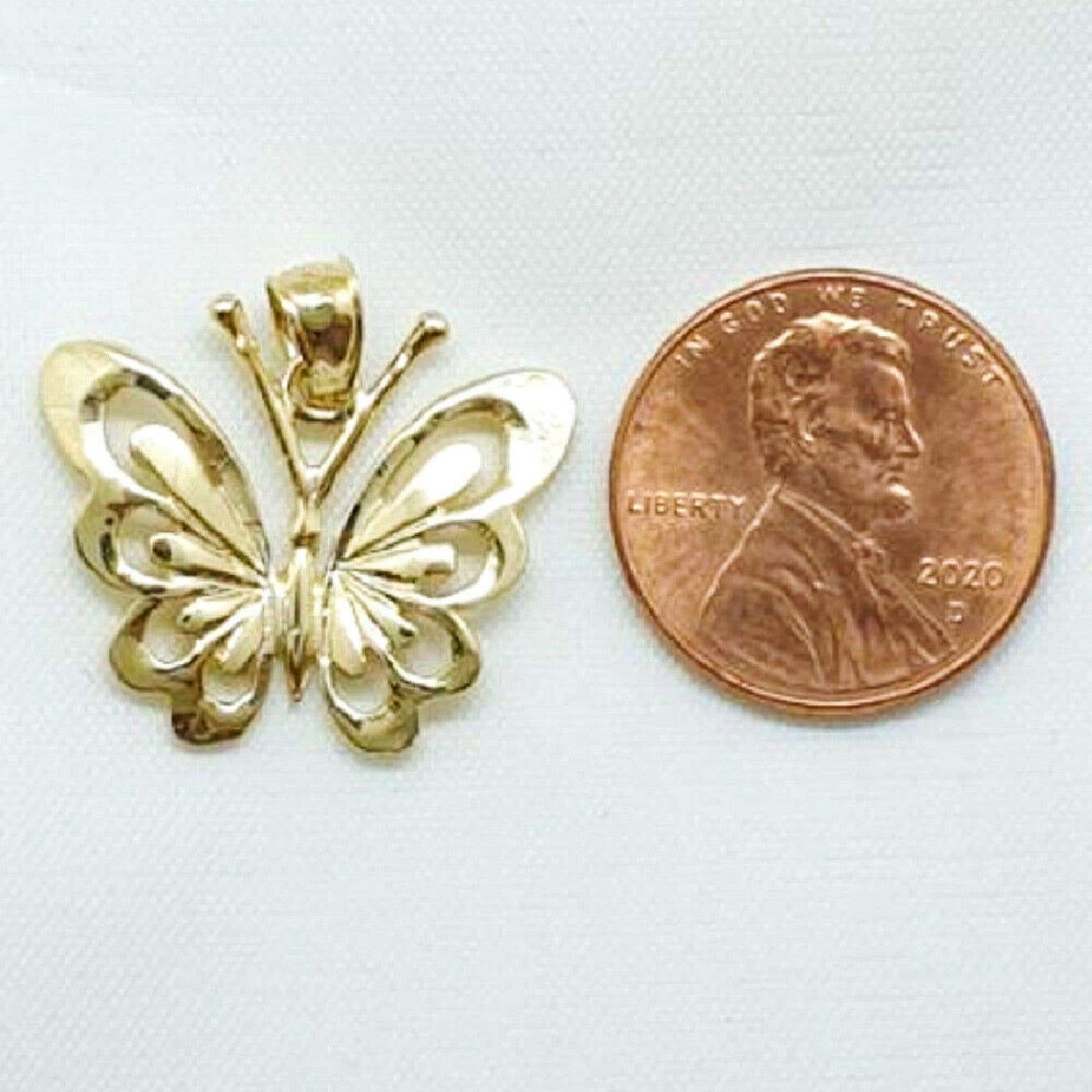 14K Yellow Gold Butterfly Pendant