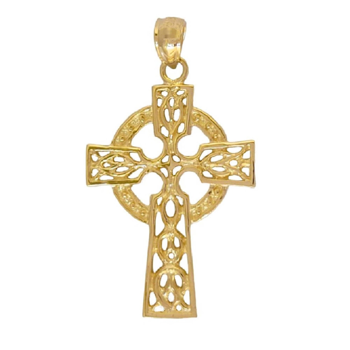 14K Yellow Gold Celtic Cross Pendant