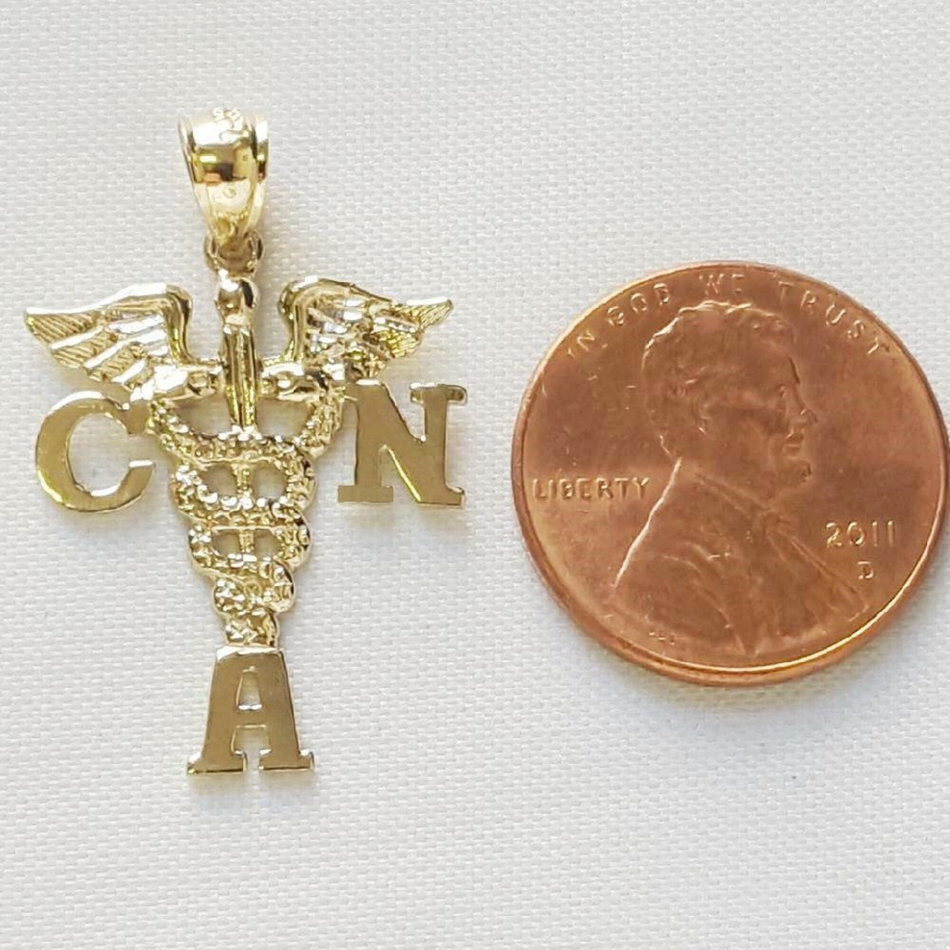 14K Yellow Gold CNA Certified Nursing Assistant Pendant