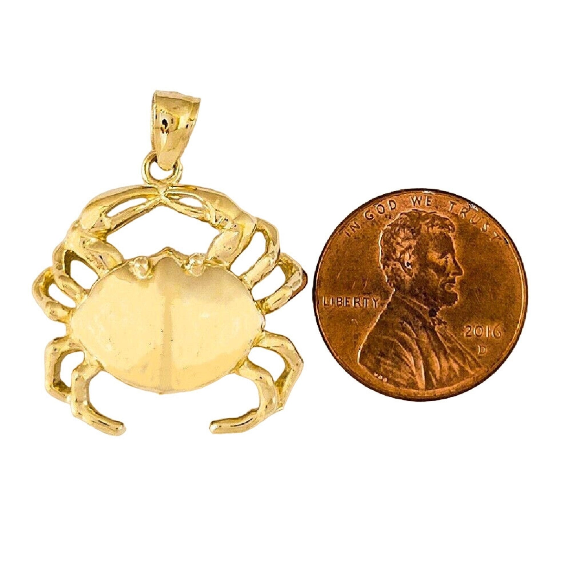 14K Yellow Gold Crab Pendant