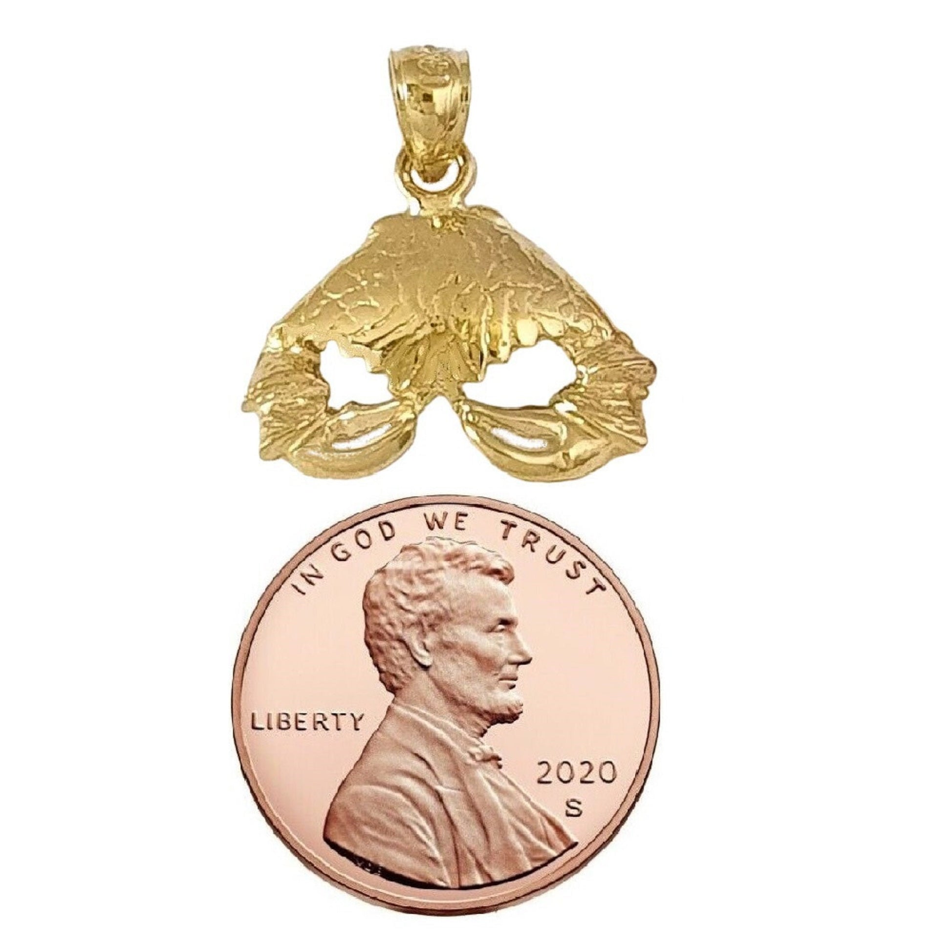 14K Yellow Gold Crab Pendant