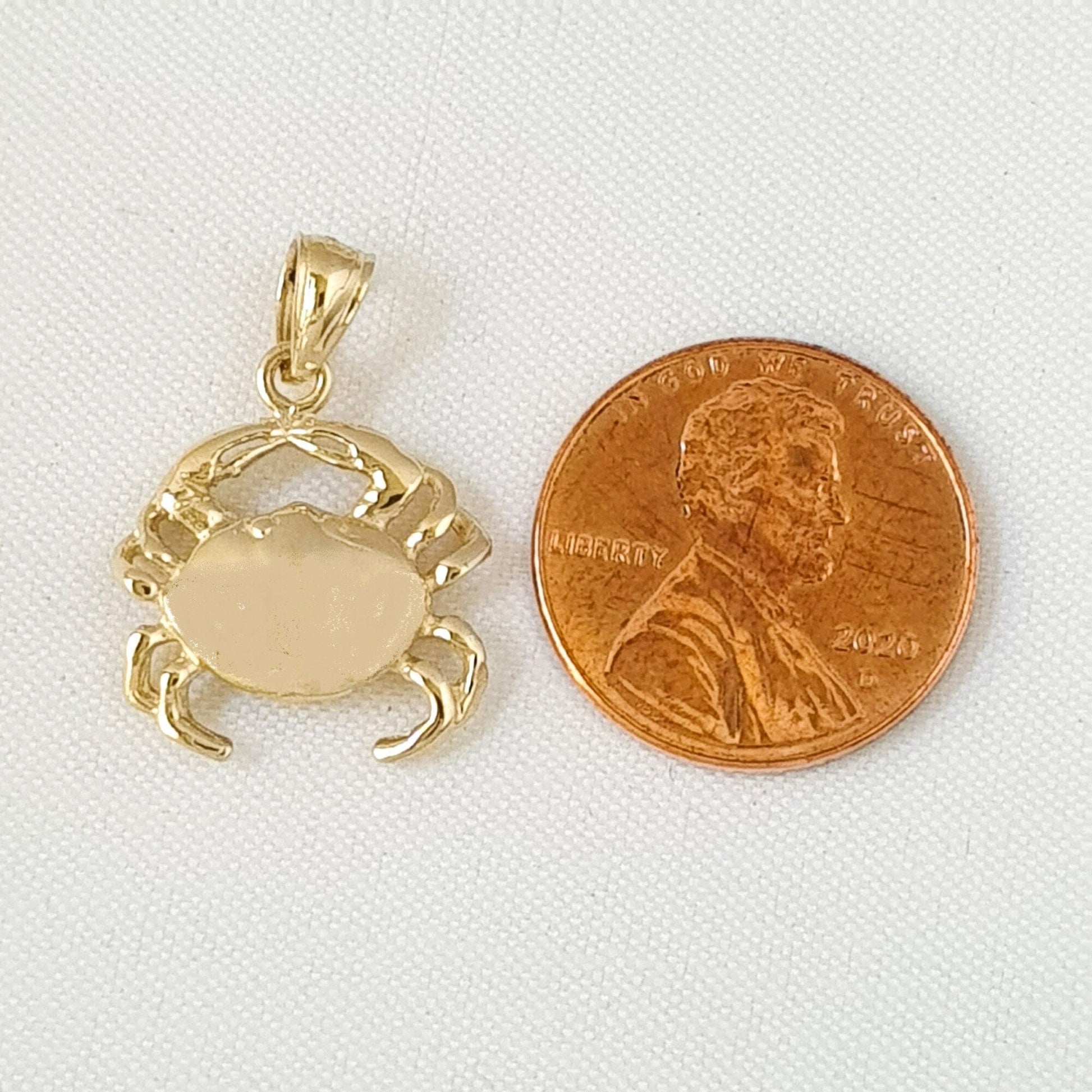 14K Yellow Gold Crab Pendant