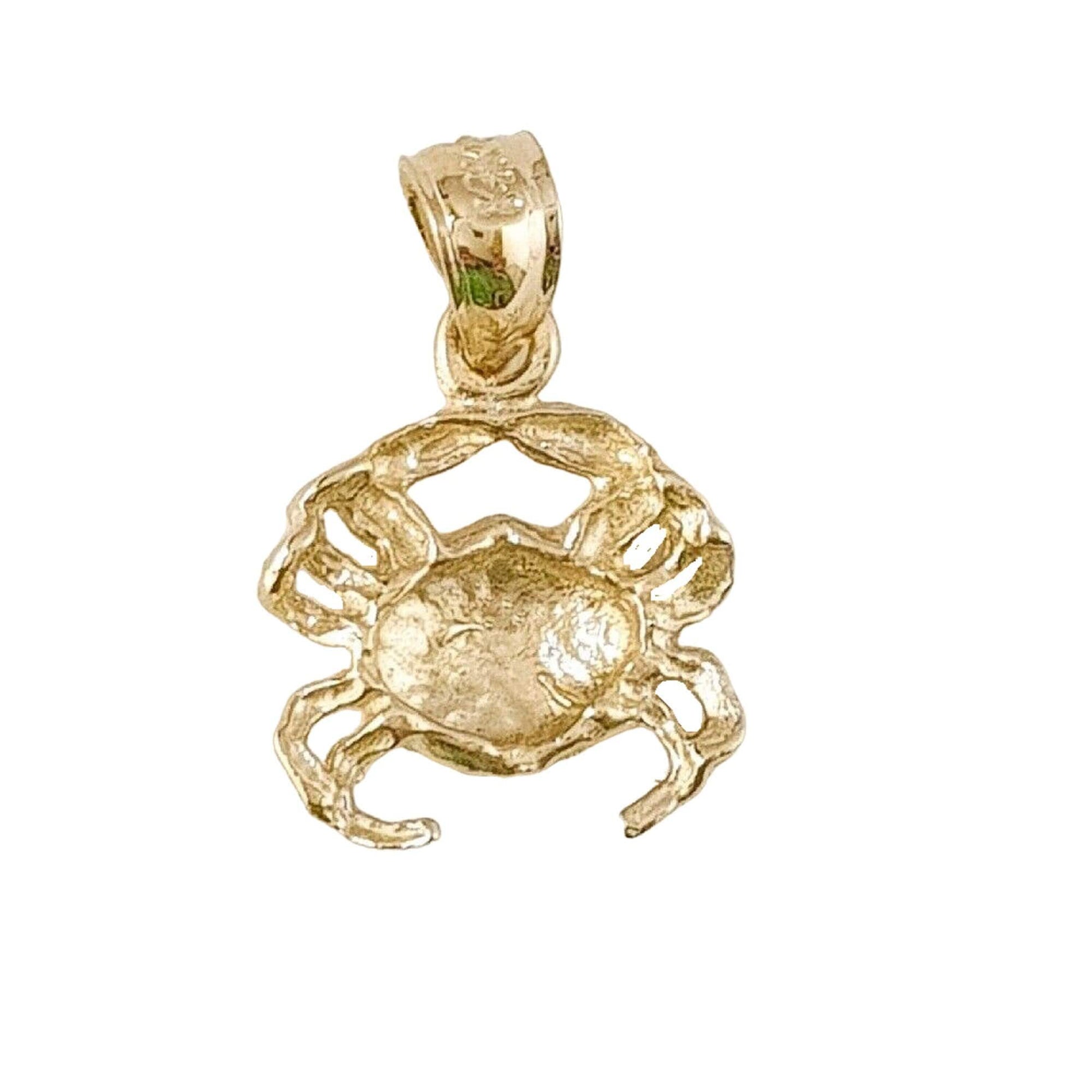 14K Yellow Gold Crab Pendant