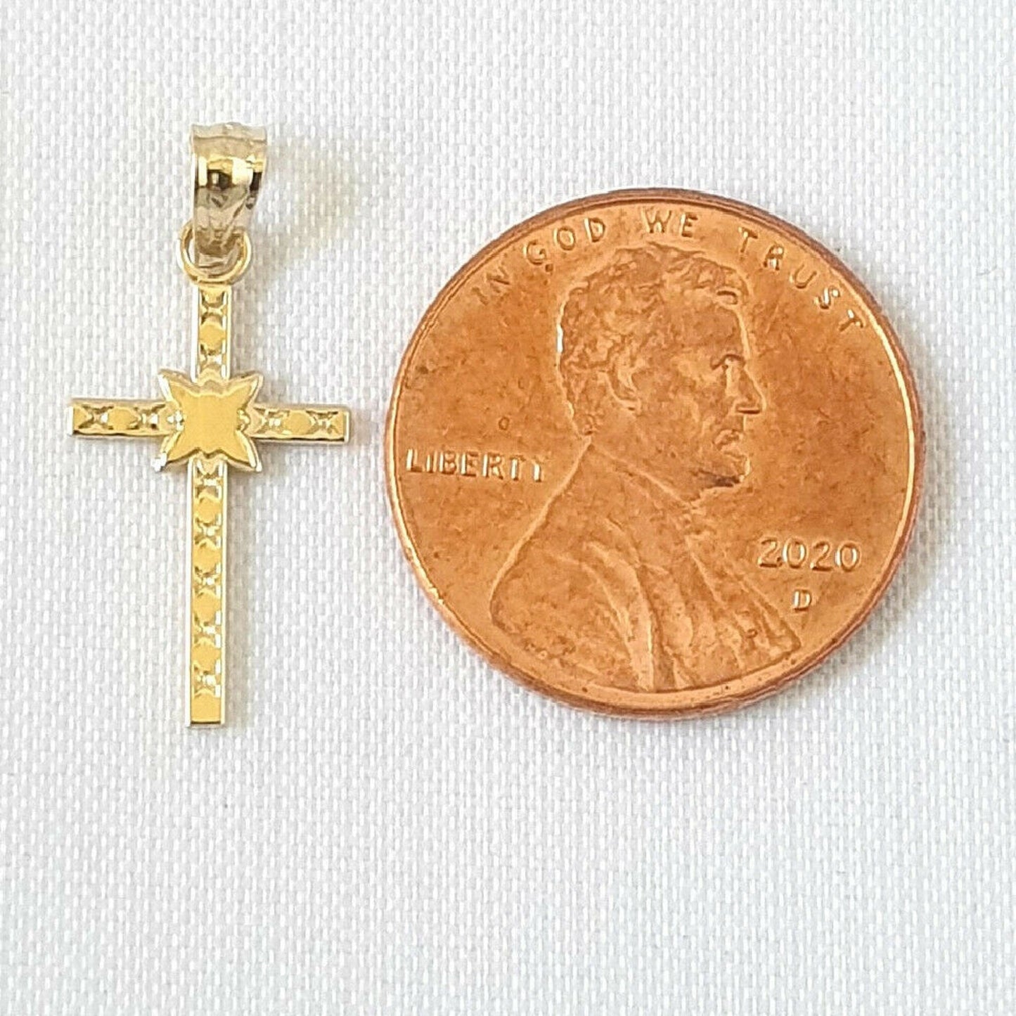 14K Yellow Gold Cross Charm Pendant