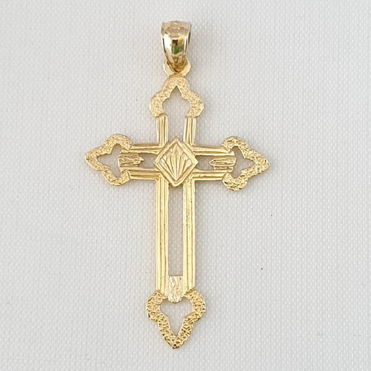 14k Yellow Gold Cross Large Pendant