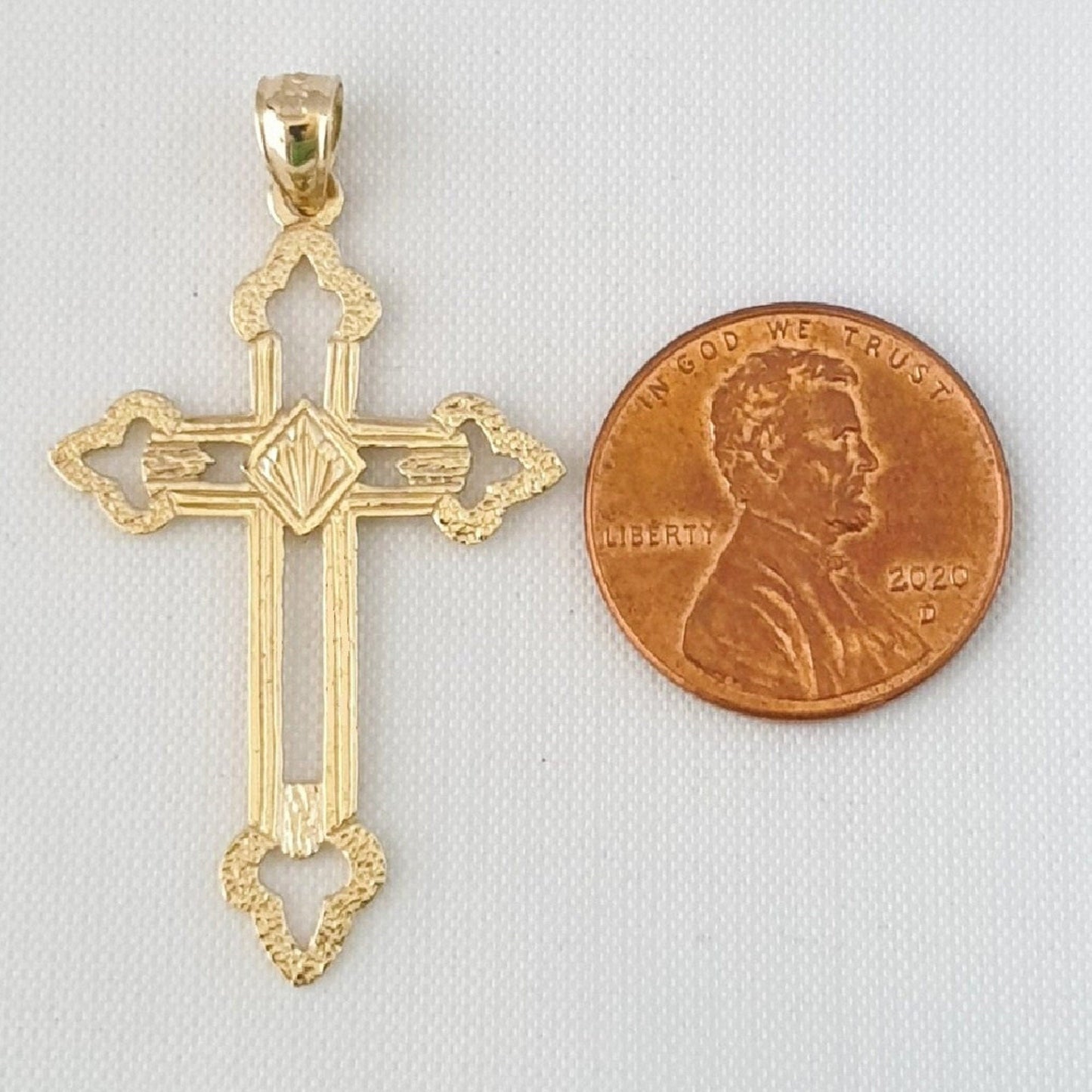 14k Yellow Gold Cross Large Pendant