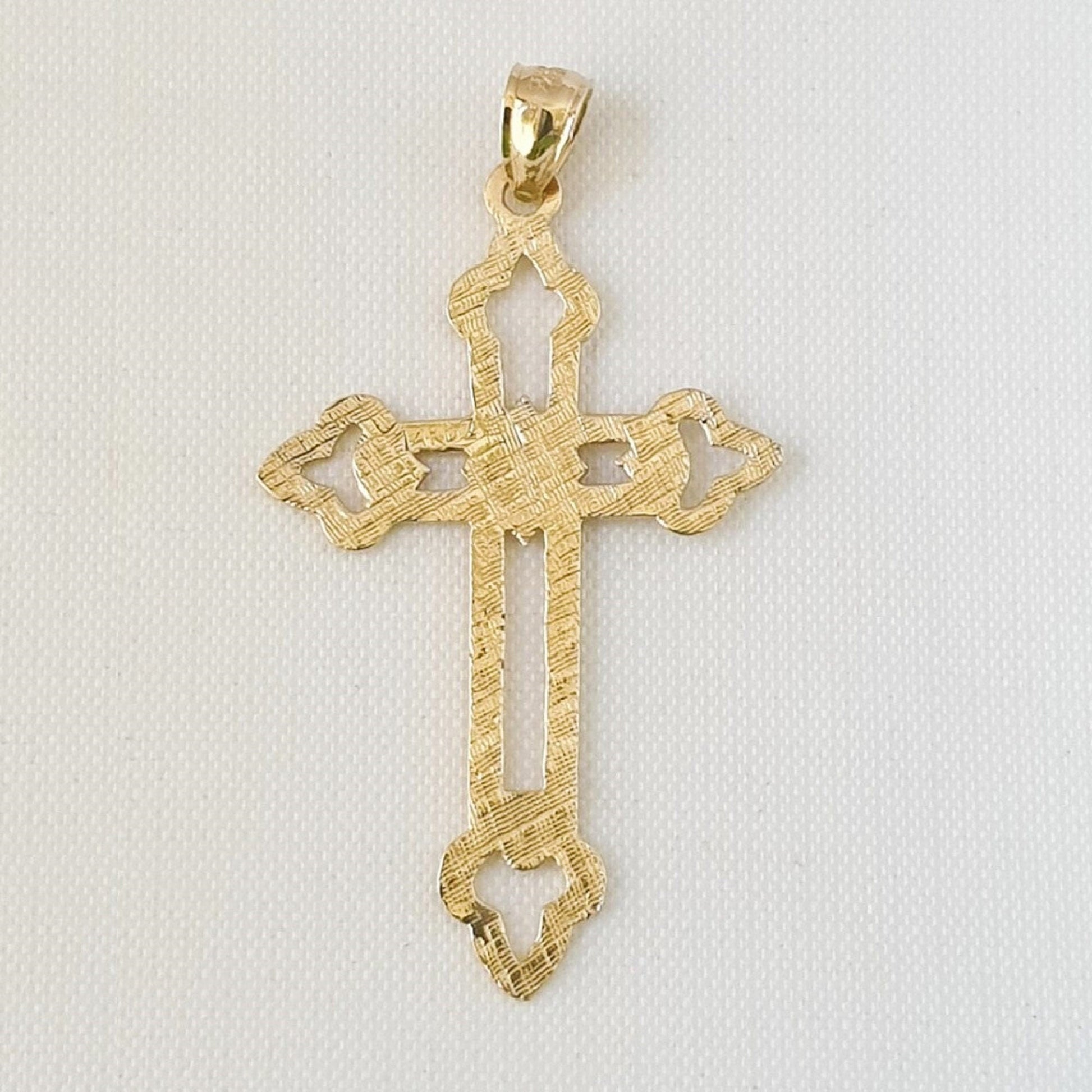 14k Yellow Gold Cross Large Pendant