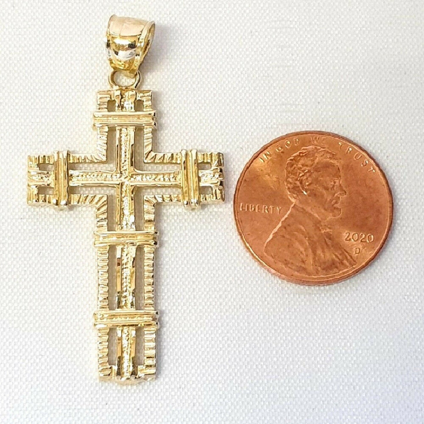 14K Yellow Gold Cross Large Pendant