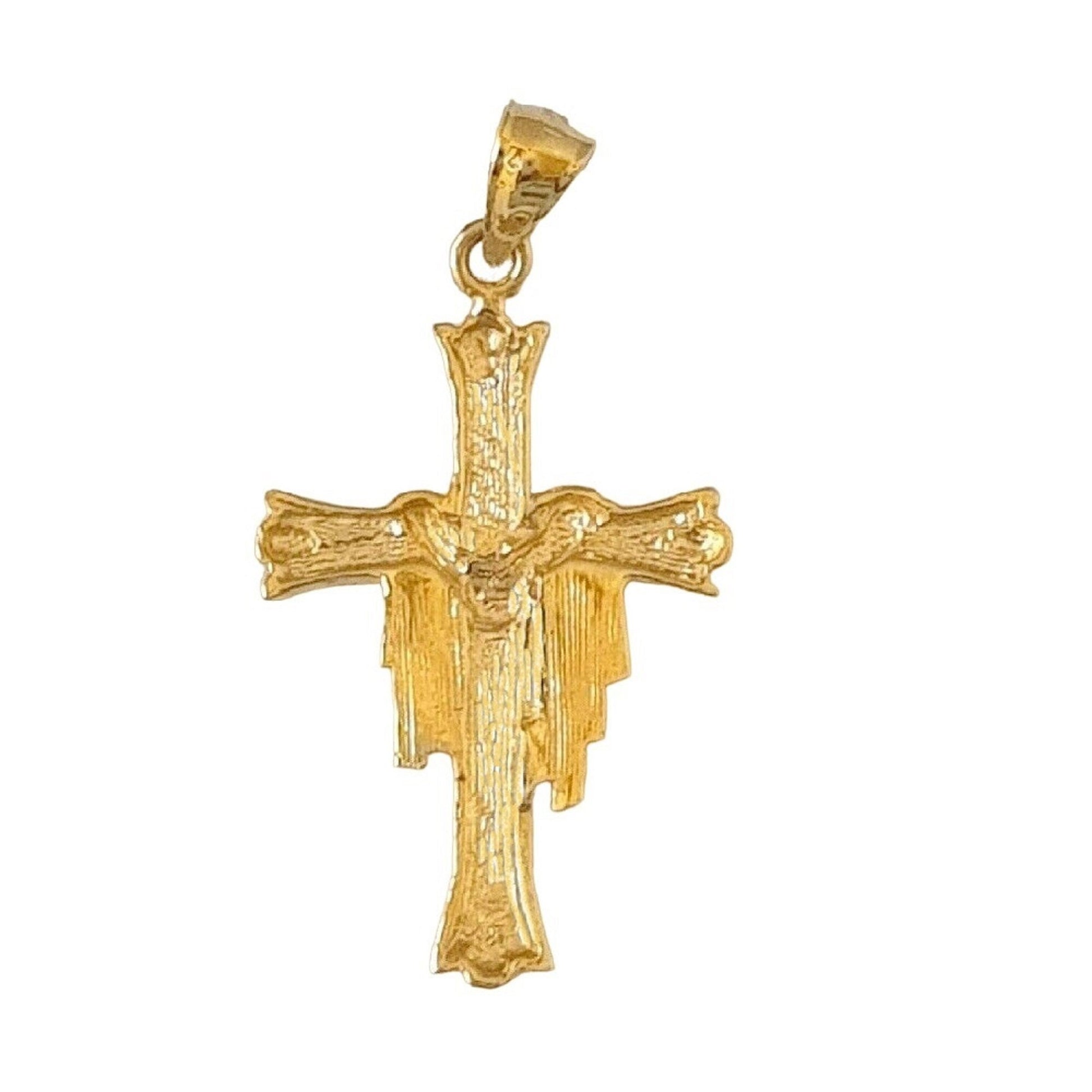 14K Yellow Gold Cross with Shroud Pendant