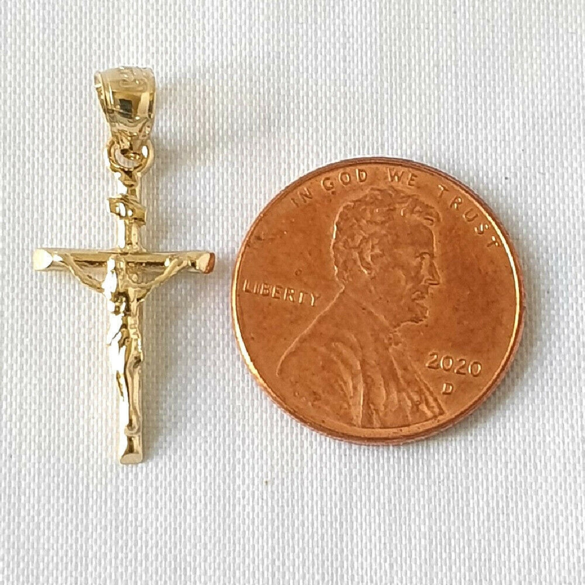14K Yellow Gold Crucifix Cross 3D Pendant