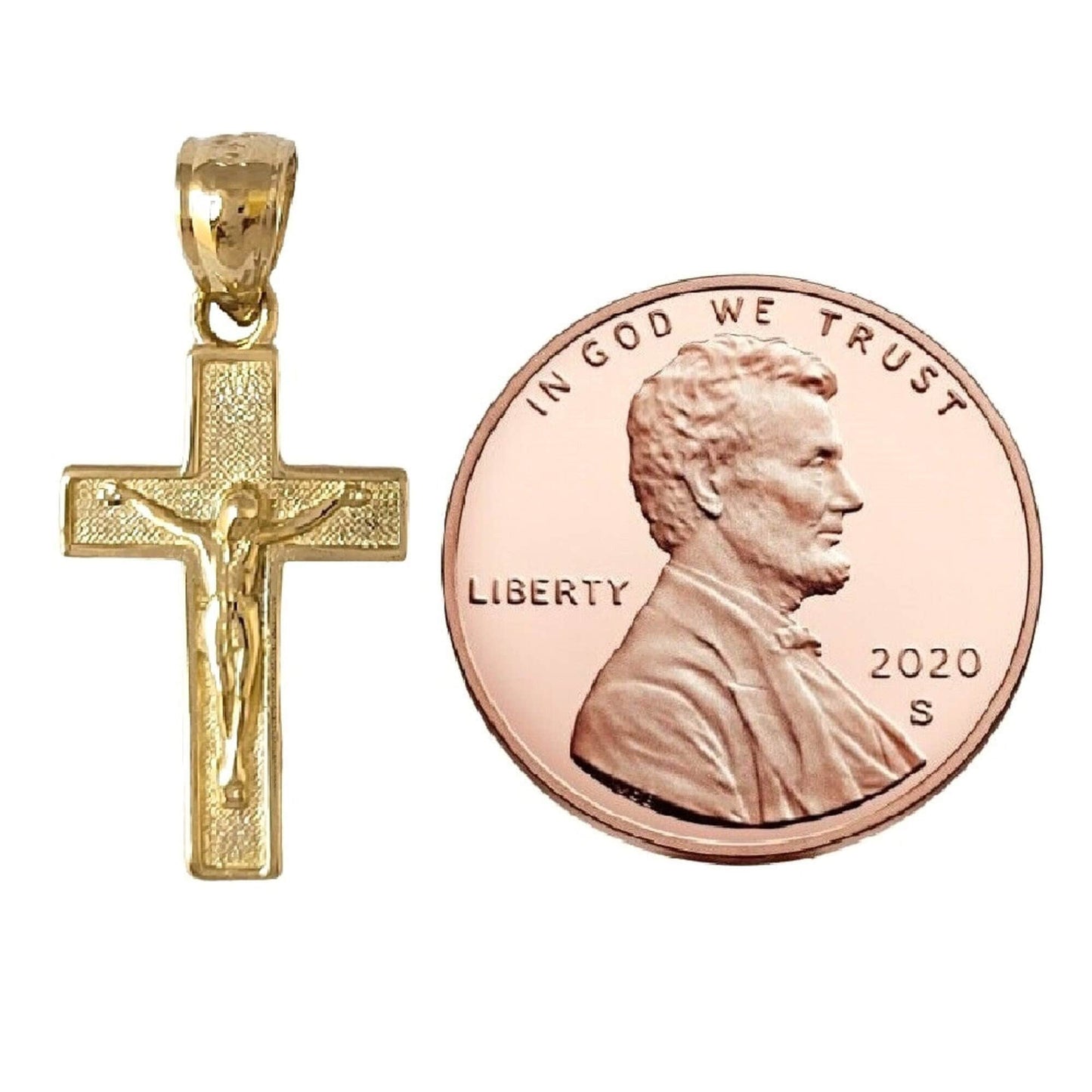 14K Yellow Gold Crucifix Cross Pendant Charm