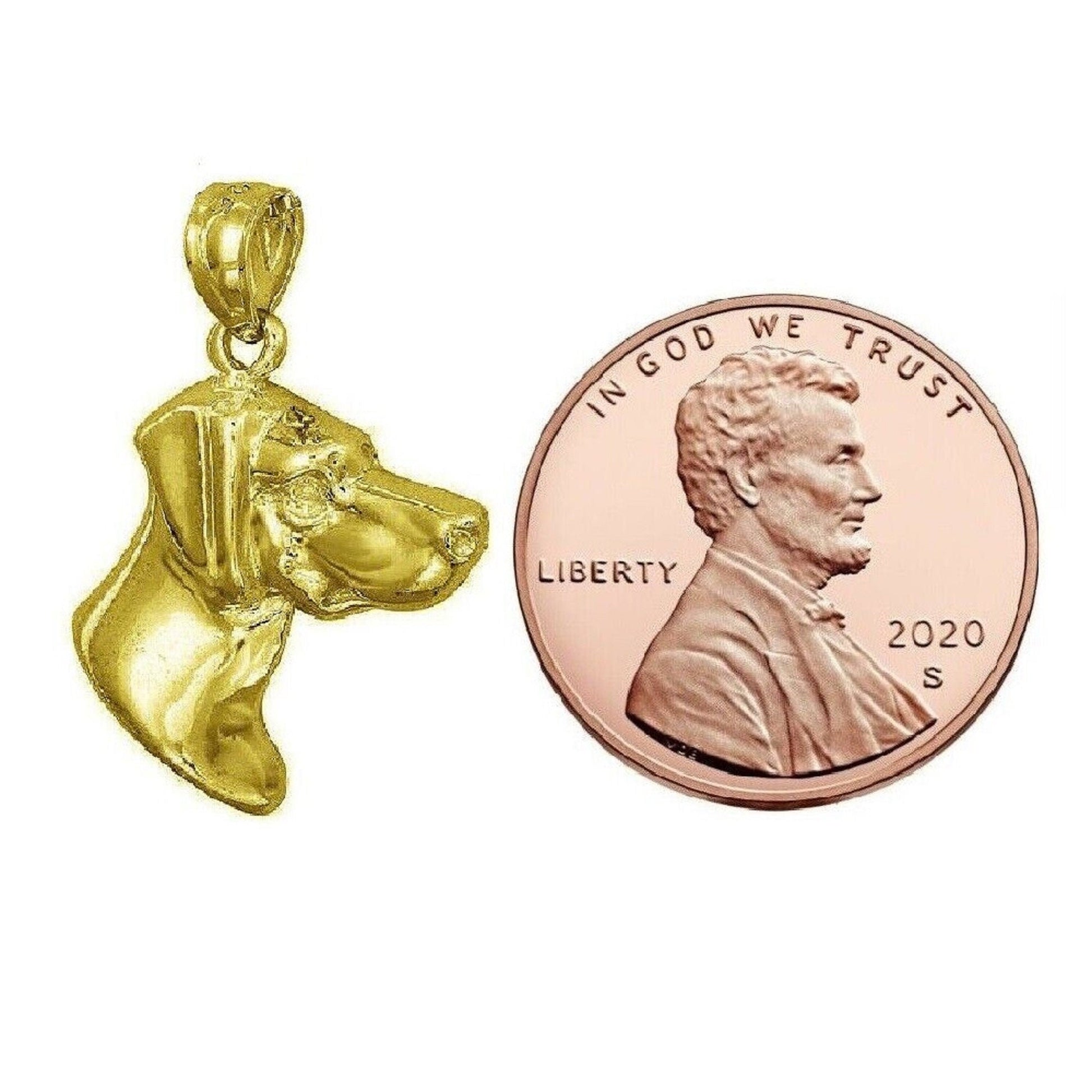 14K Yellow Gold Dachshund Dog Head Pendant
