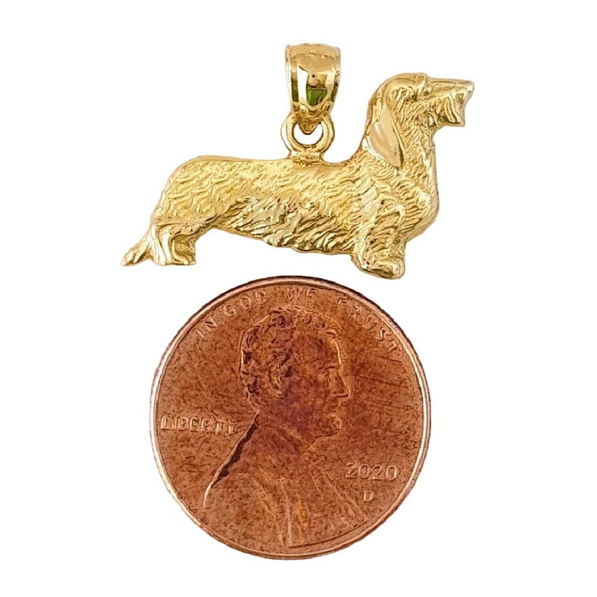 14K Yellow Gold Dachshund Dog Pendant