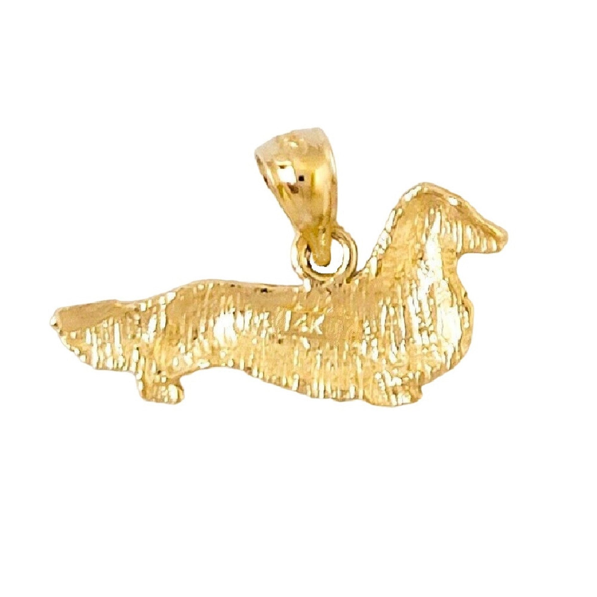 14K Yellow Gold Dachshund Dog Pendant