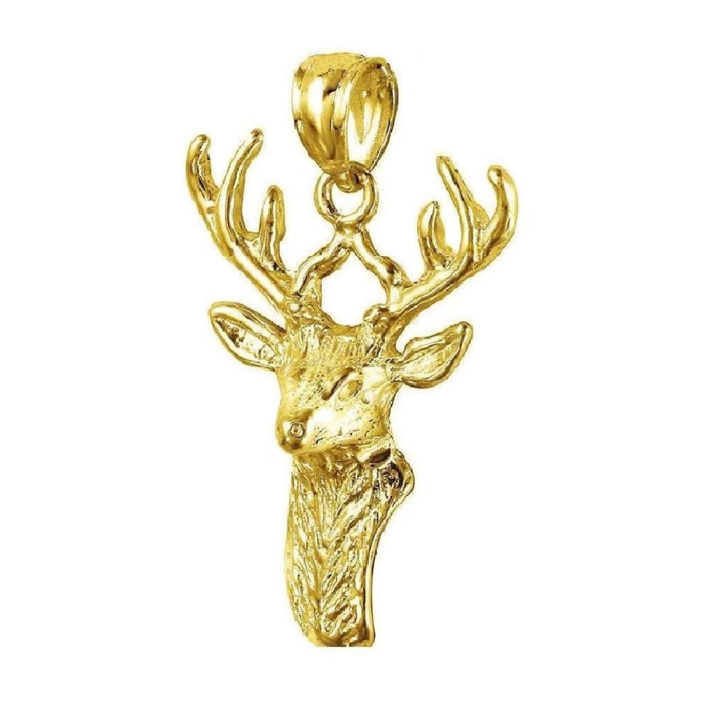 14K Yellow Gold Deer Head Pendant