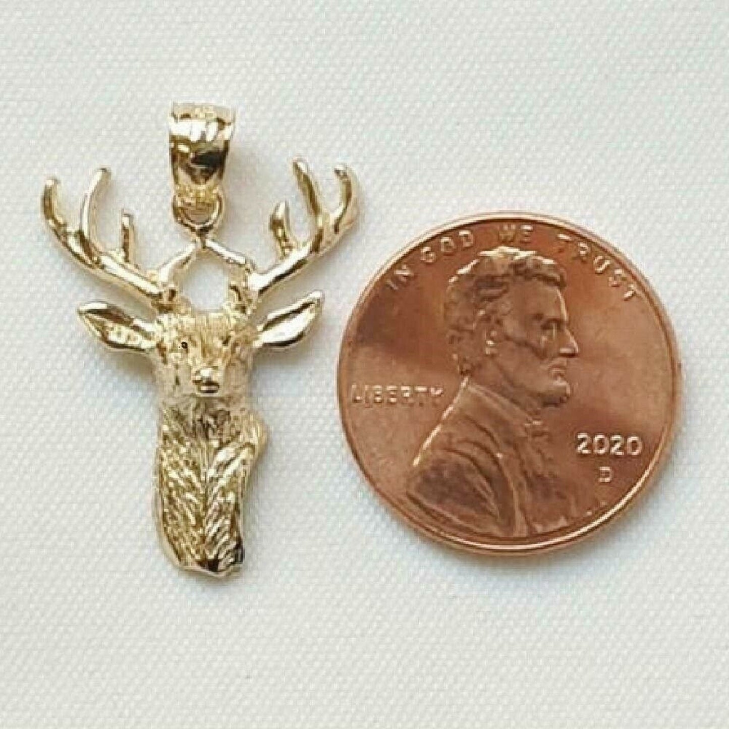 14K Yellow Gold Deer Head Pendant