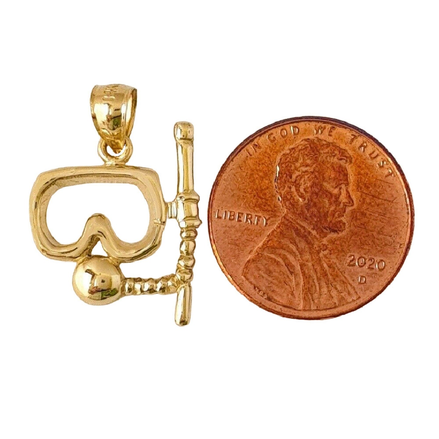 14k Yellow Gold Diver Scuba Snorkeling Mask Pendant