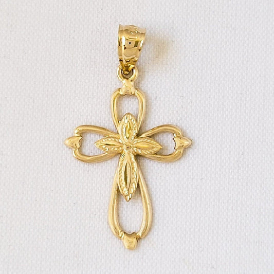 14k Yellow Gold Double Cross Pendant