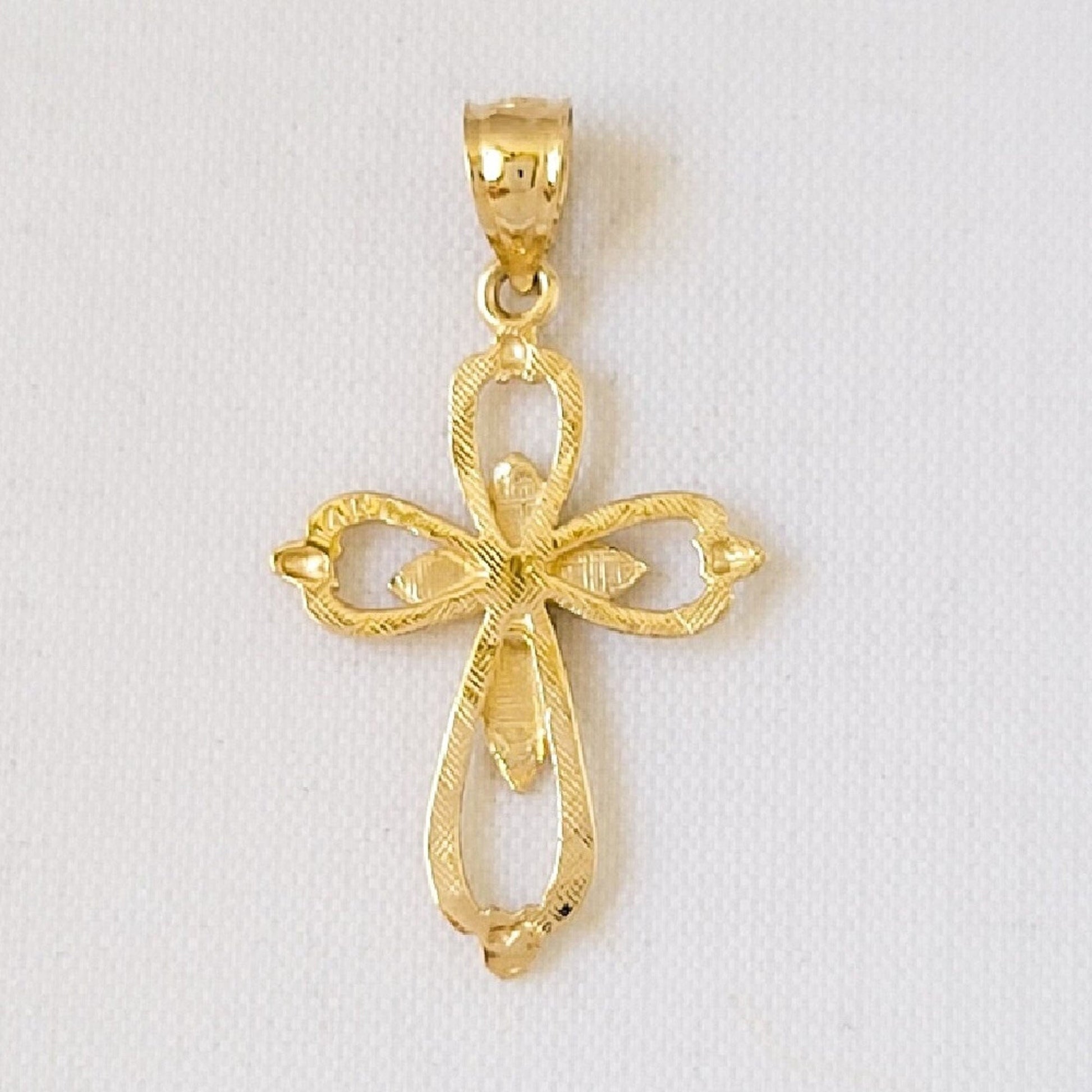 14k Yellow Gold Double Cross Pendant