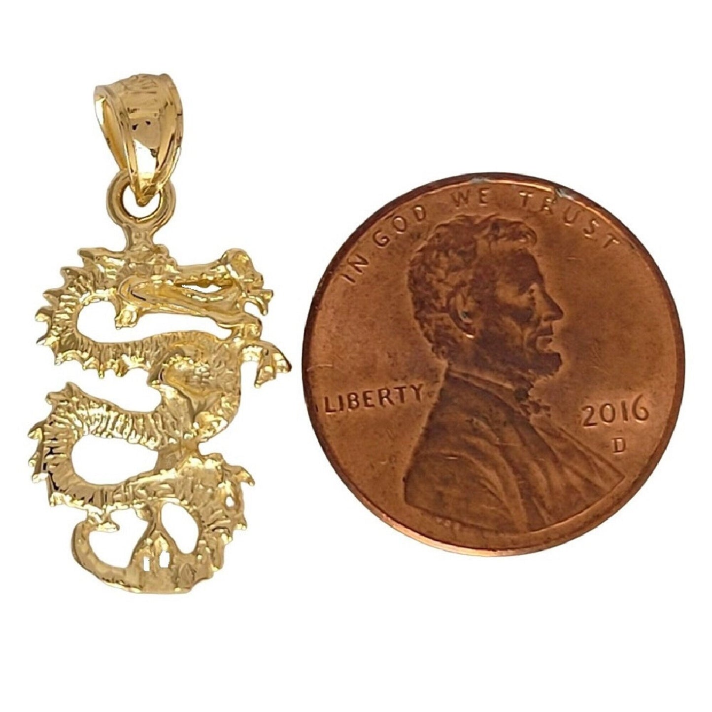 14K Yellow Gold Dragon 3D Pendant