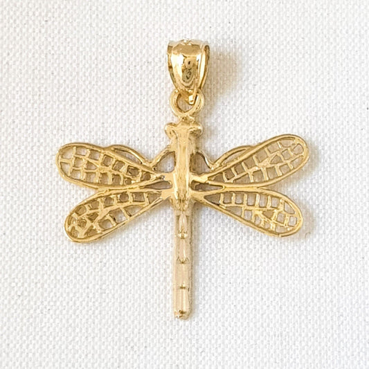 14K Yellow Gold Dragonfly Pendant