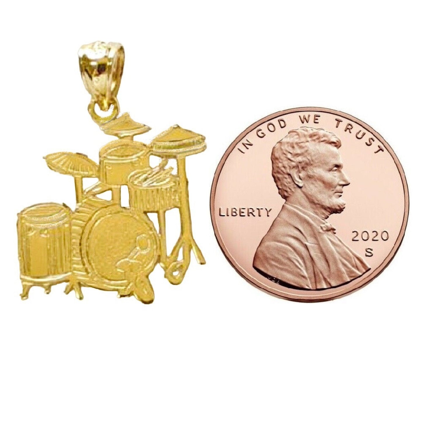 14K Yellow Gold Drum Kit Set Pendant