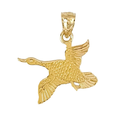 14K Yellow Gold Duck Mallard Waterfowl Bird Pendant