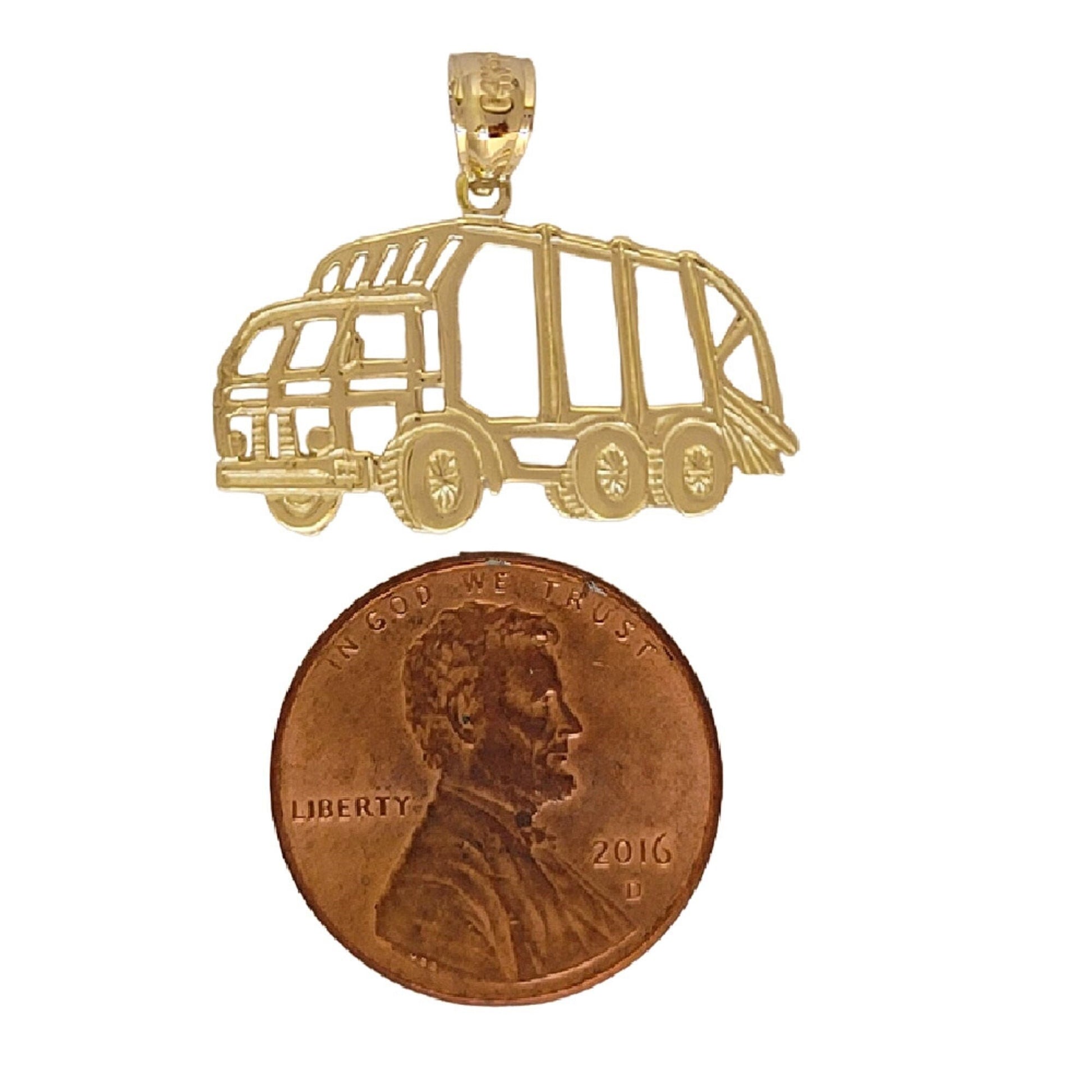 14K Yellow Gold DUMP TRUCK Pendant